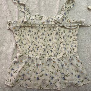 Floral smocked tank top
